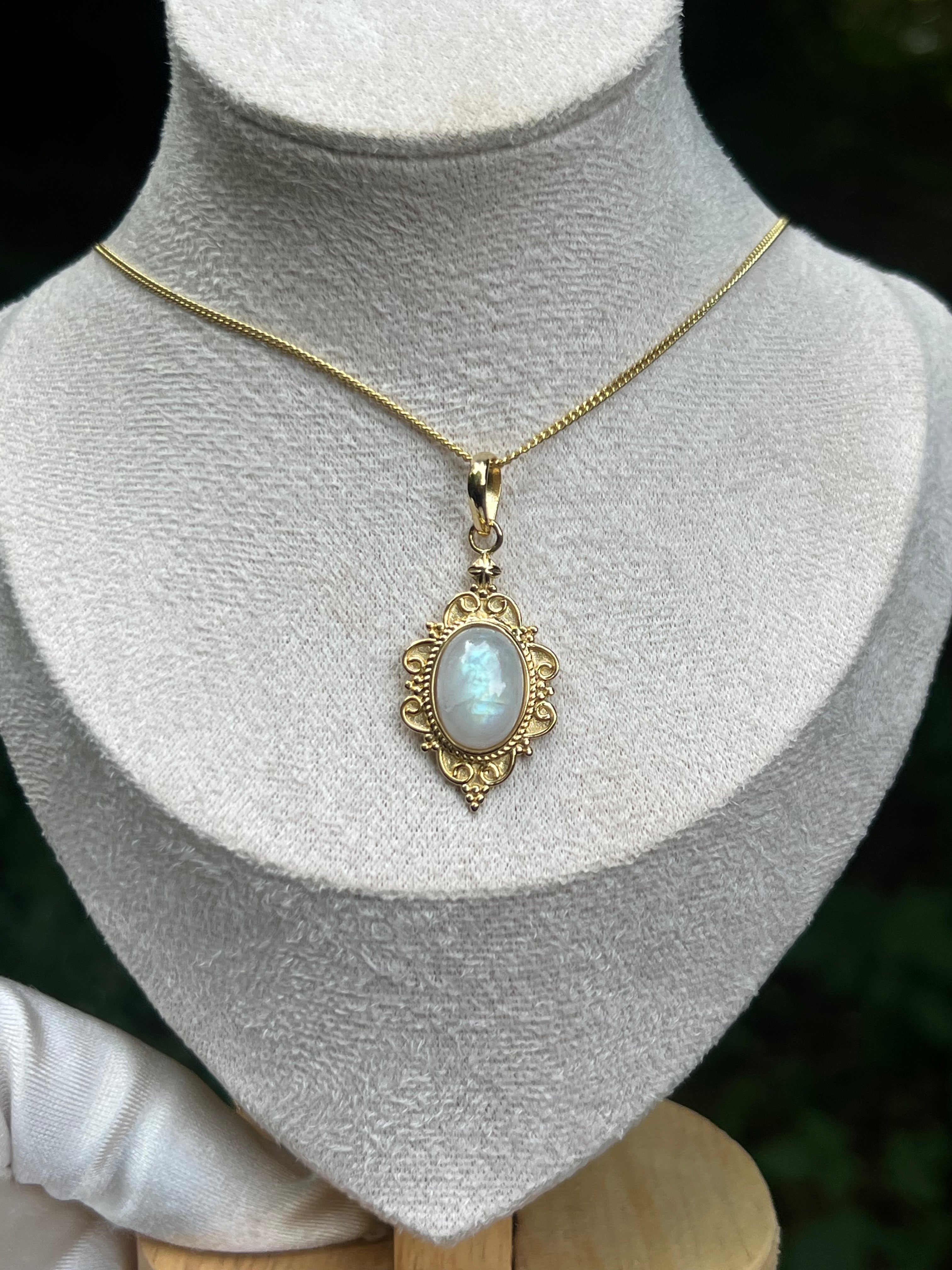 Zenvya - Regenboog Maansteen Ketting - 925 zilver - Gold Plated