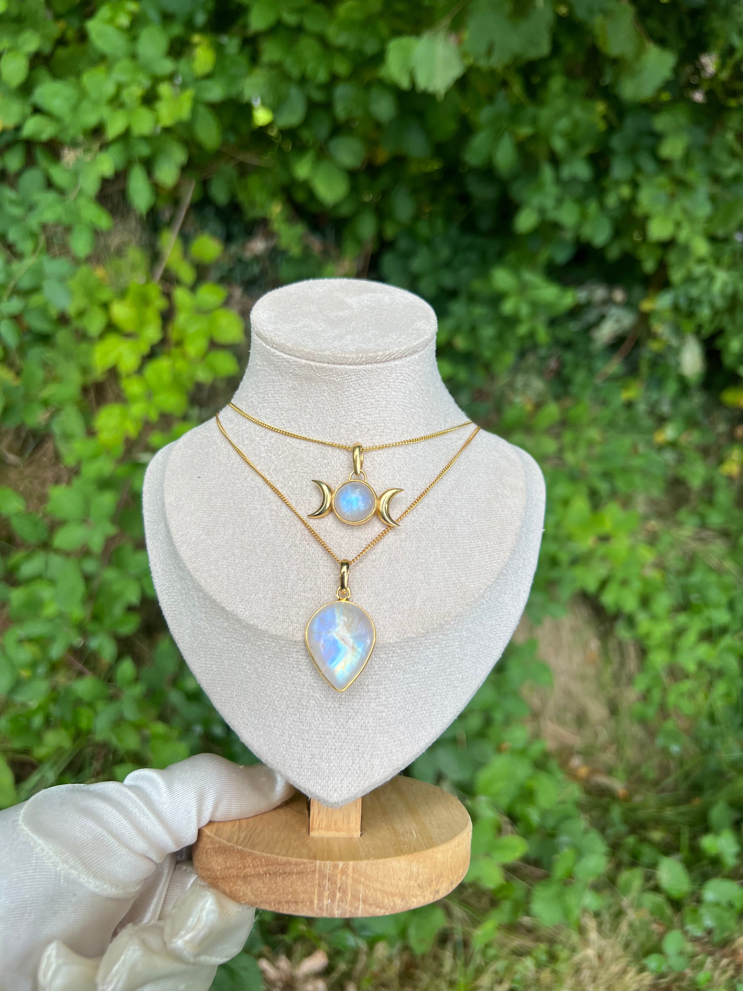 Zenvya - Regenboog Maansteen Ketting Laluna - 925 zilver | Gold Plated