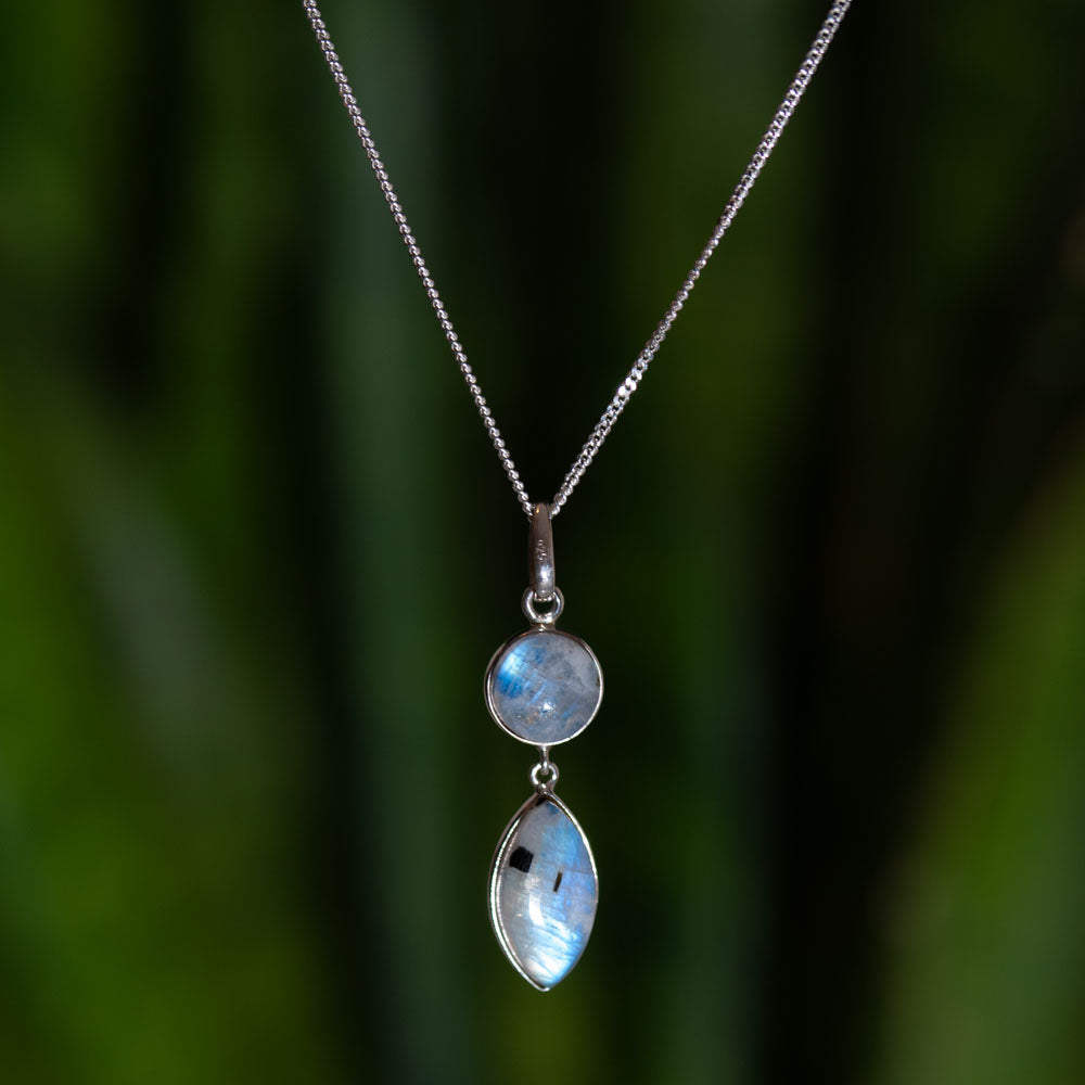 Regenboog Maansteen Ketting - 925 Sterling Zilver - Echte edelsteen - Nikkelvrij