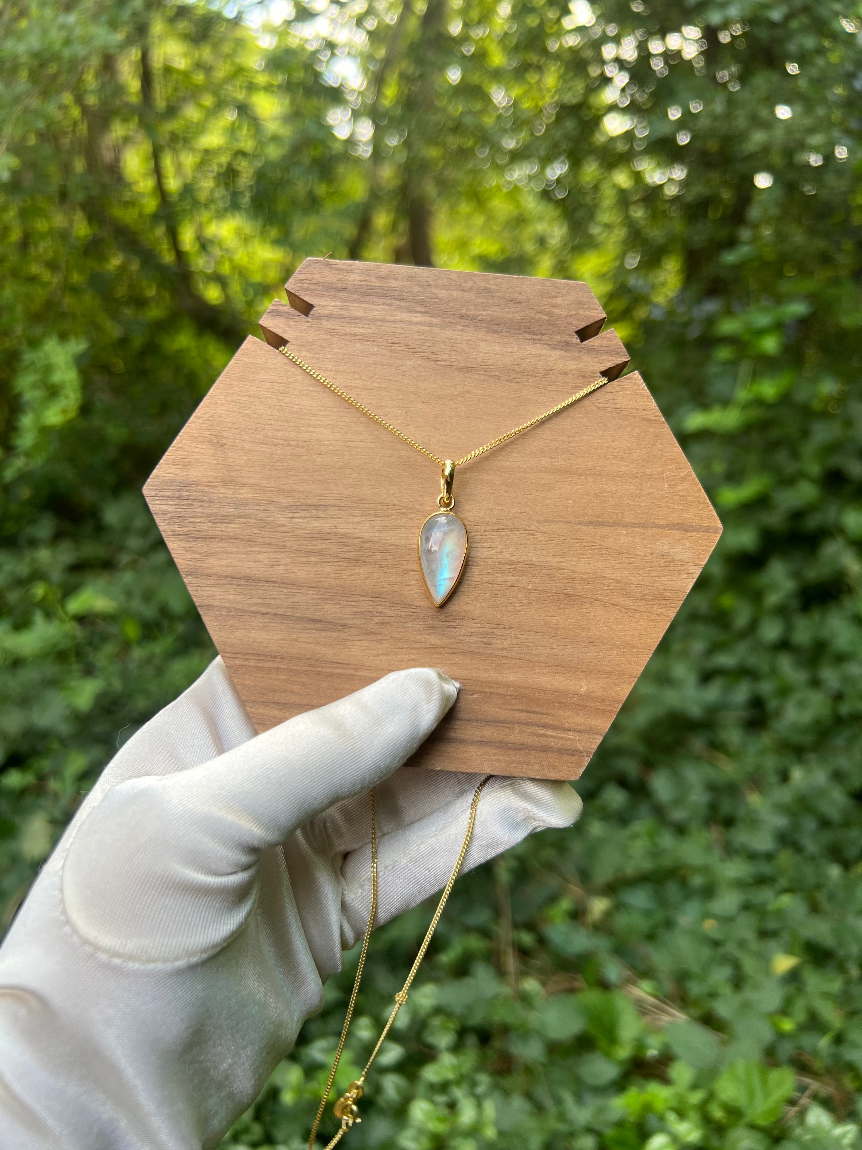 Zenvya - Regenboog Maansteen Ketting No 12 - One of a Kind - 925 zilver