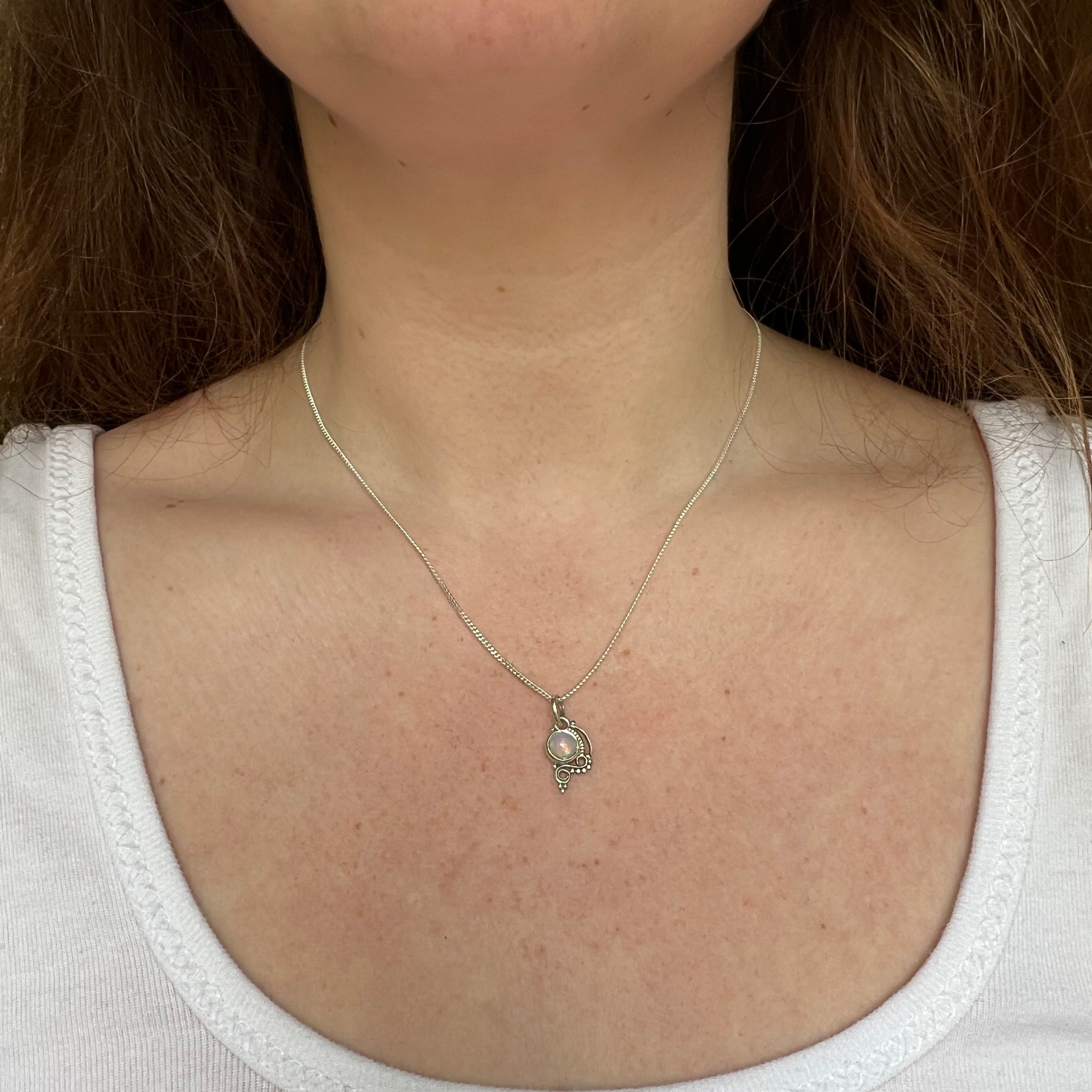 Opaal Ketting - 925 Sterling Zilver - Echte edelsteen - Nikkelvrij