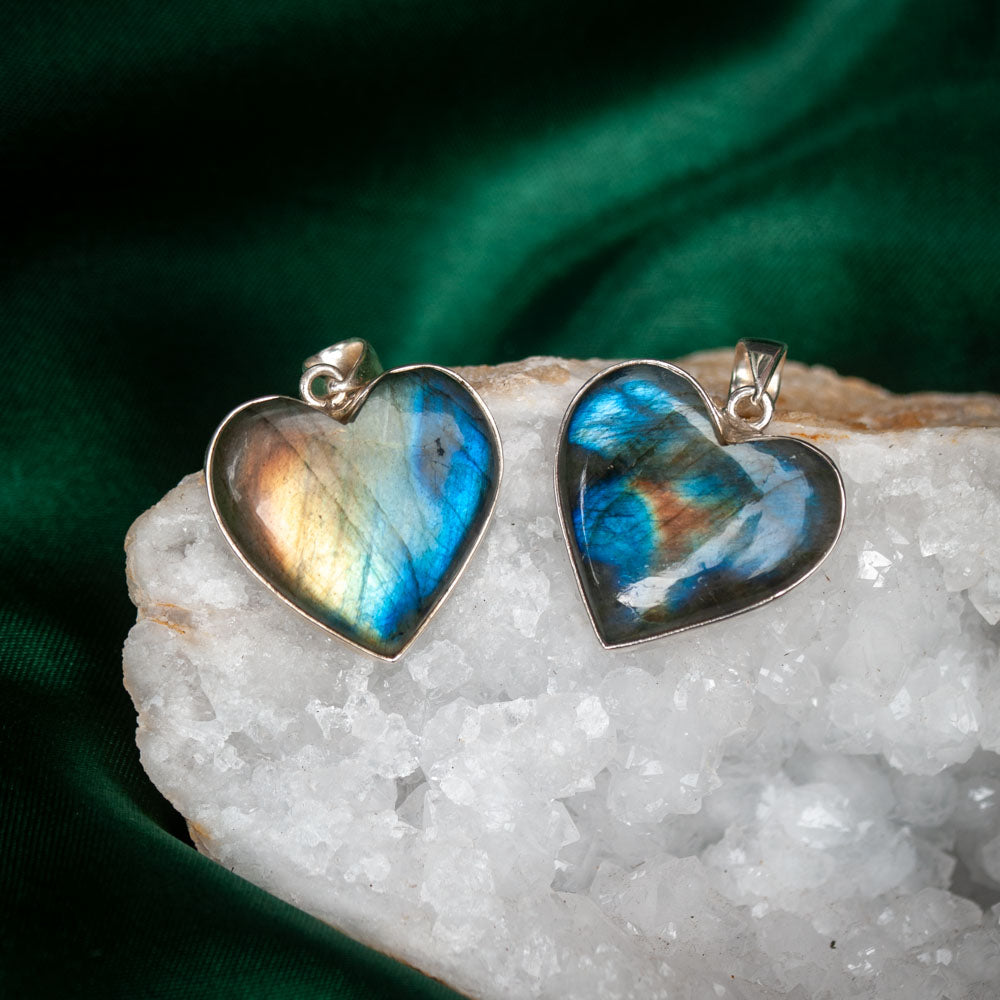 Labradoriet Ketting Hart - 925 Sterling Zilver - Echte edelsteen - Nikkelvrij