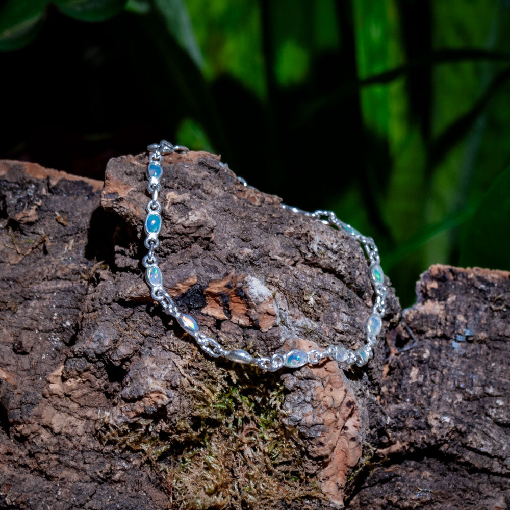 Opaal Armband - 925 Sterling Zilver - Echte Edelsteen - Nikkelvrij