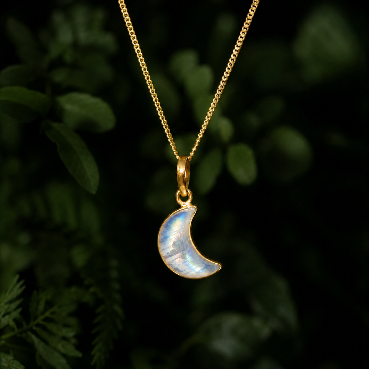 Zenvya - Regenboog Maansteen Ketting - 925 zilver - Gold Plated
