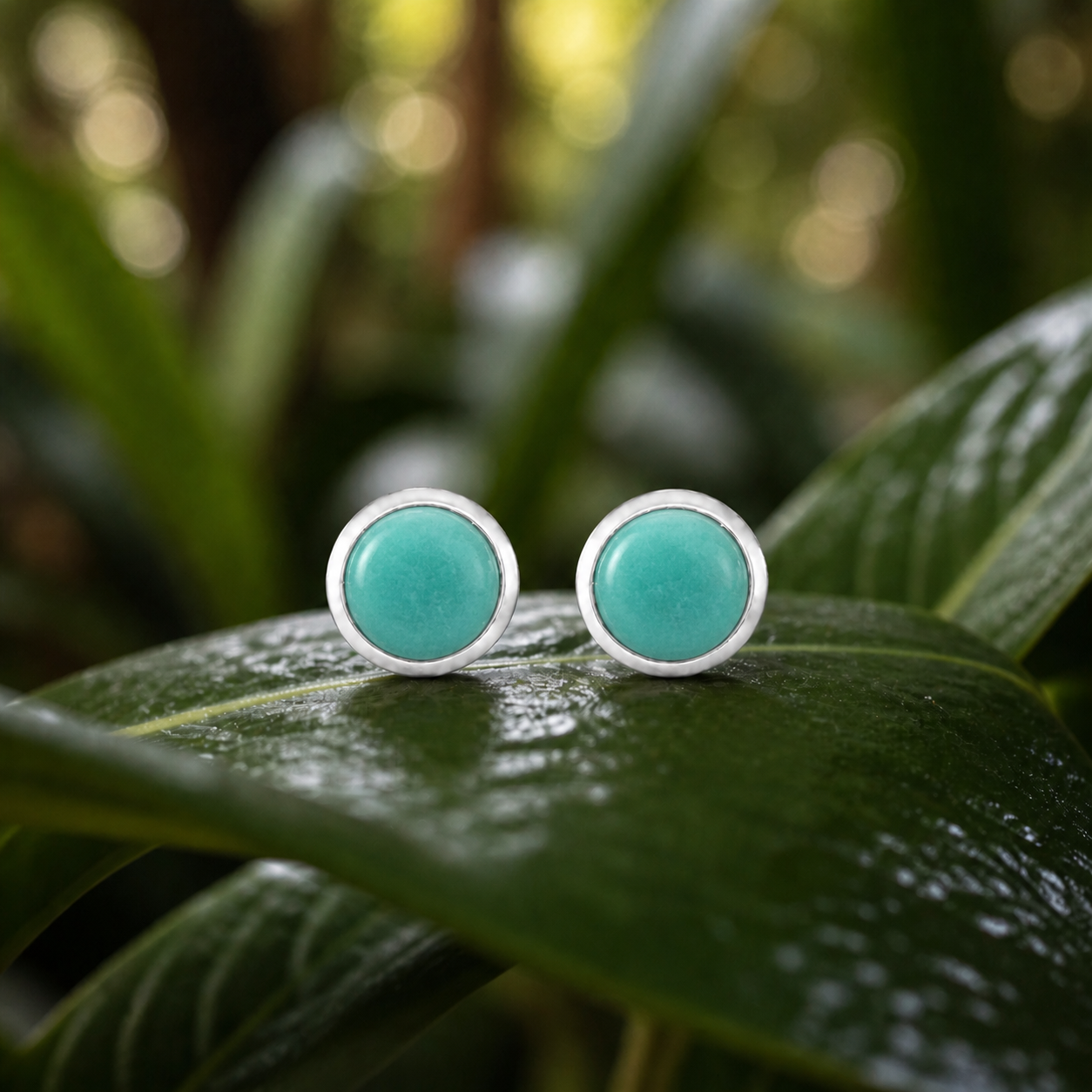 Zenvya - Amazoniet Oorknopjes - 925 zilver