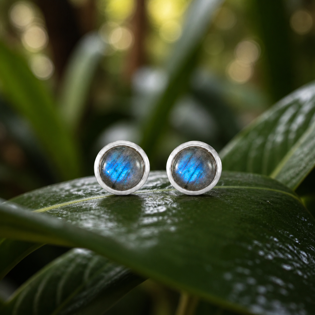 Zenvya - Labradoriet Oorknopjes - 925 zilver