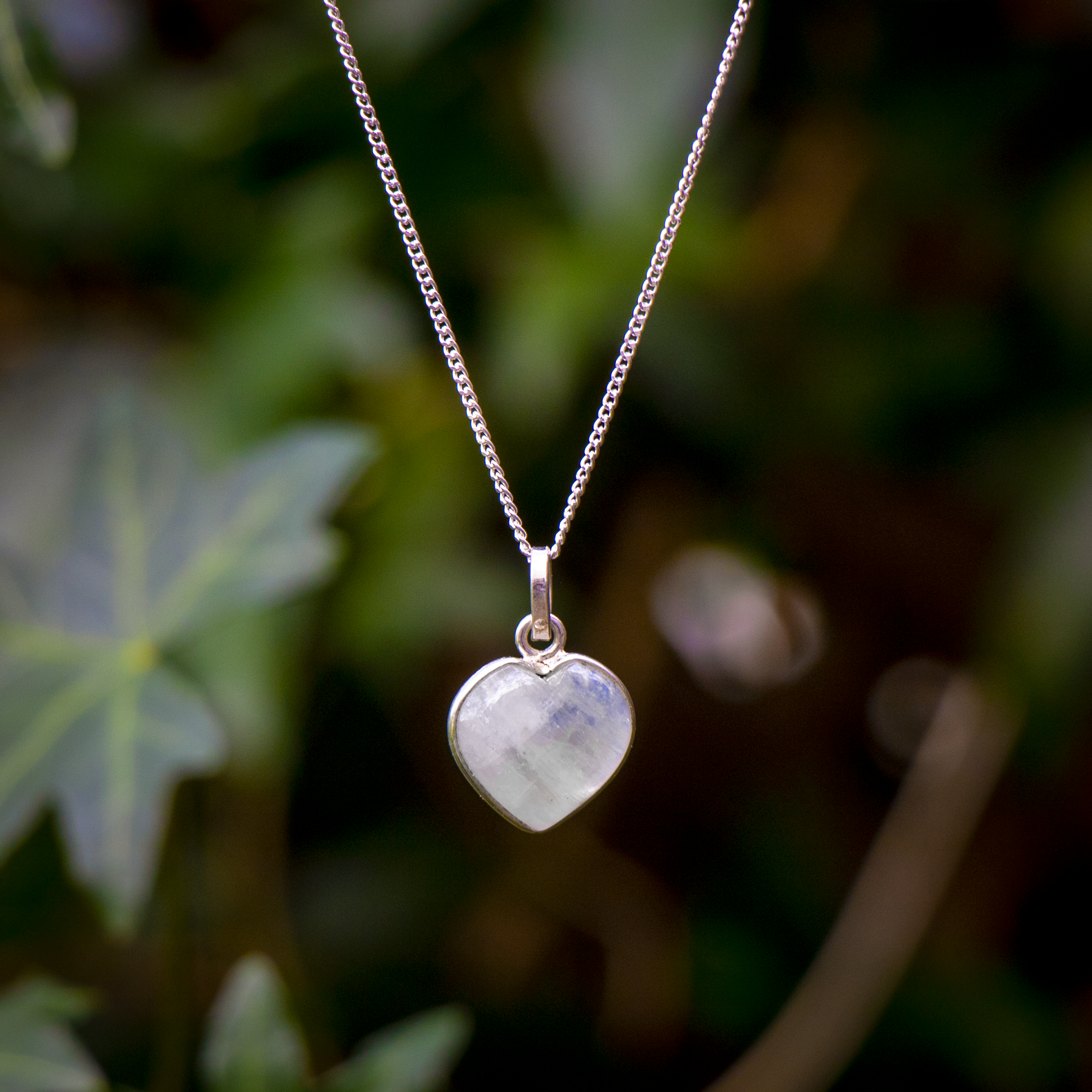 Zenvya - Regenboog Maansteen Ketting Hart - 925 zilver