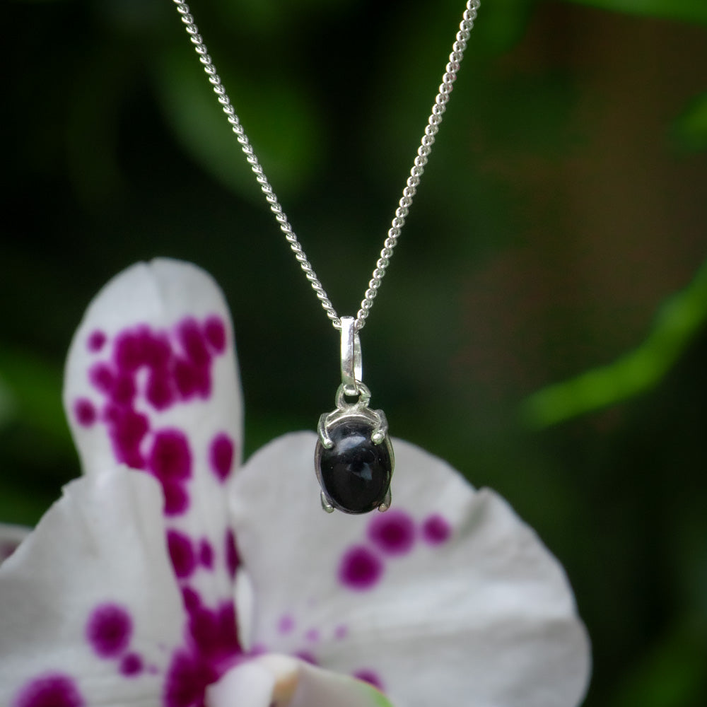Onyx Necklace - 925 Sterling Silver - Genuine Gemstone - Nickel Free
