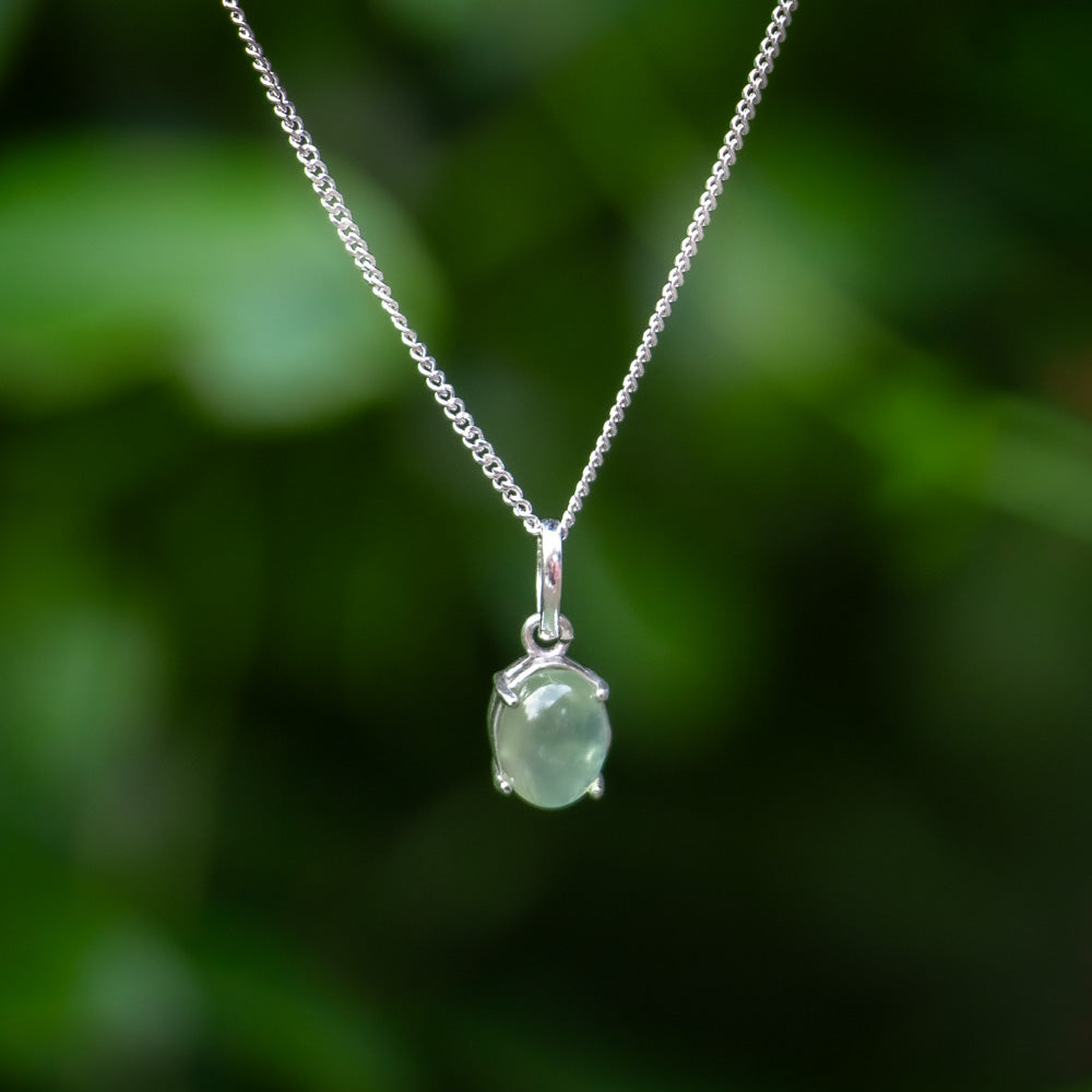 Prehniet Ketting - 925 Sterling Zilver - Echte edelsteen - Nikkelvrij