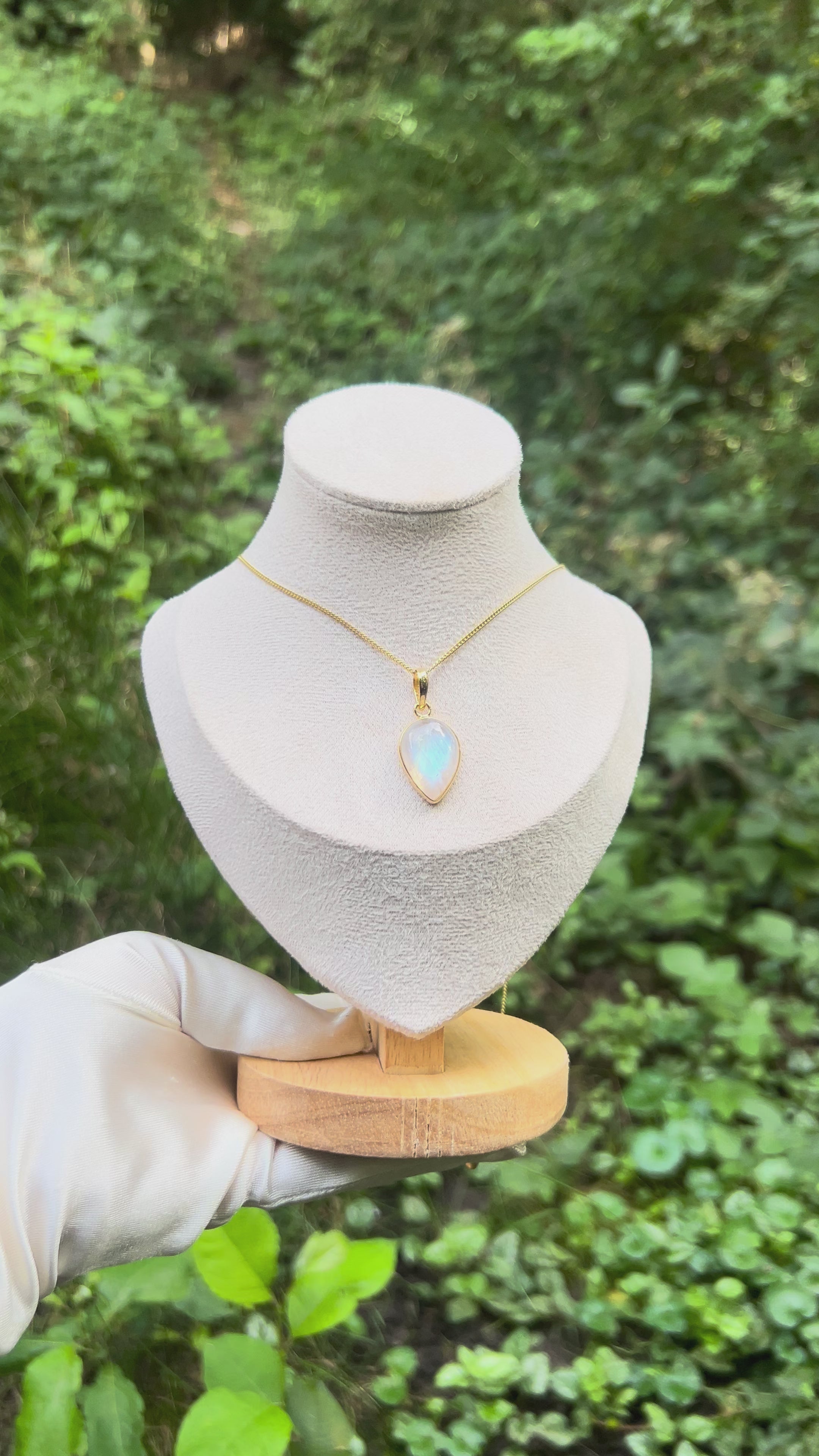 Zenvya - Regenboog Maansteen Ketting No 11  - One of a Kind - 925 zilver